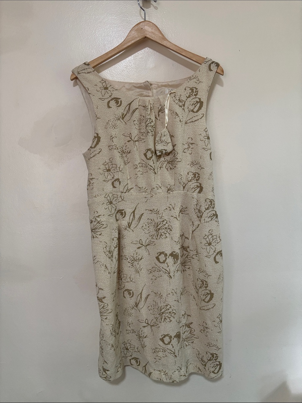 Anthropology Moulinette Soeurs Cream and Gold Floral Midi Dress size 14